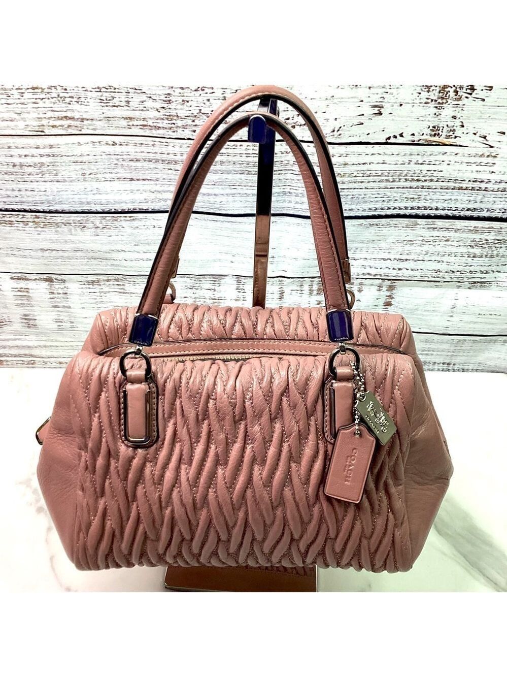 COACH F49723 MADISON GATHERED TWIST MINI SATCHEL BAG PINK MAUVE VINTAGE CROSSBOD